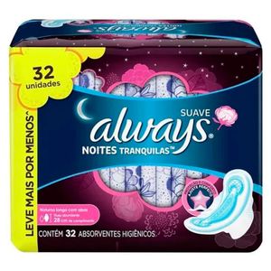 Absorvente Higiênico Always Noite Tranquila Com Abas Suave Leve32pague26