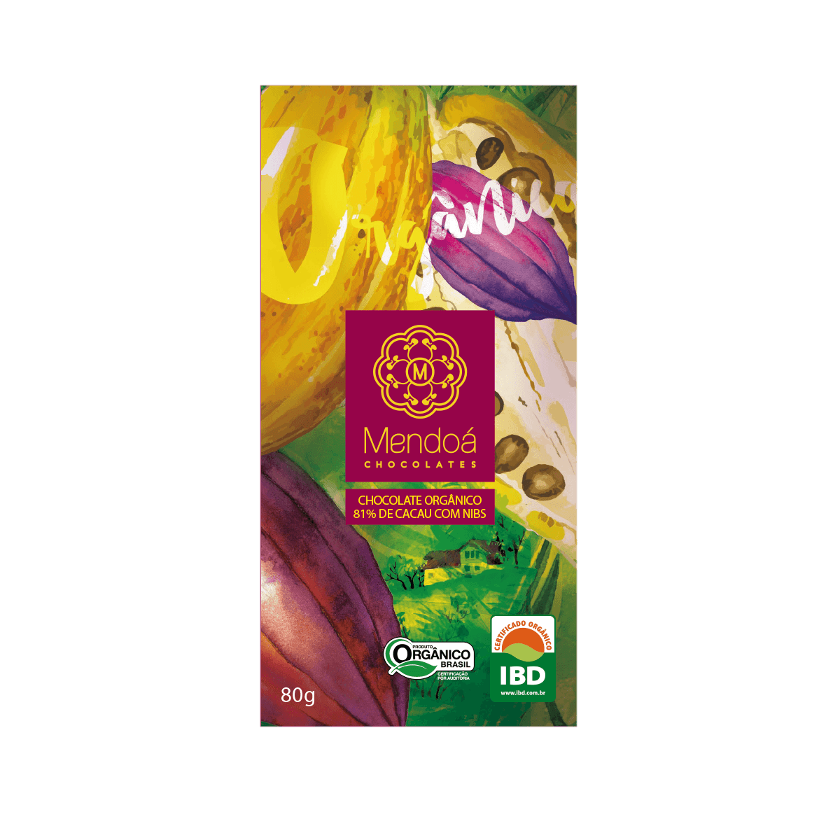 Chocolate 81 Mendoa Organico Cacau Com Nibs 80g