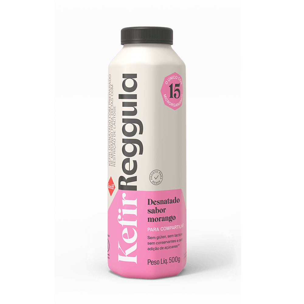 Leite Fermentado Kefir Keiff 500g Sem Lactose Desnat Morango