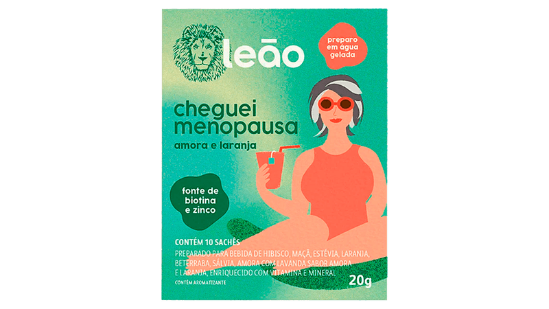 Chá Leão Cheguei Menopausa Amora e Laranja 2g Com 10 Unidades