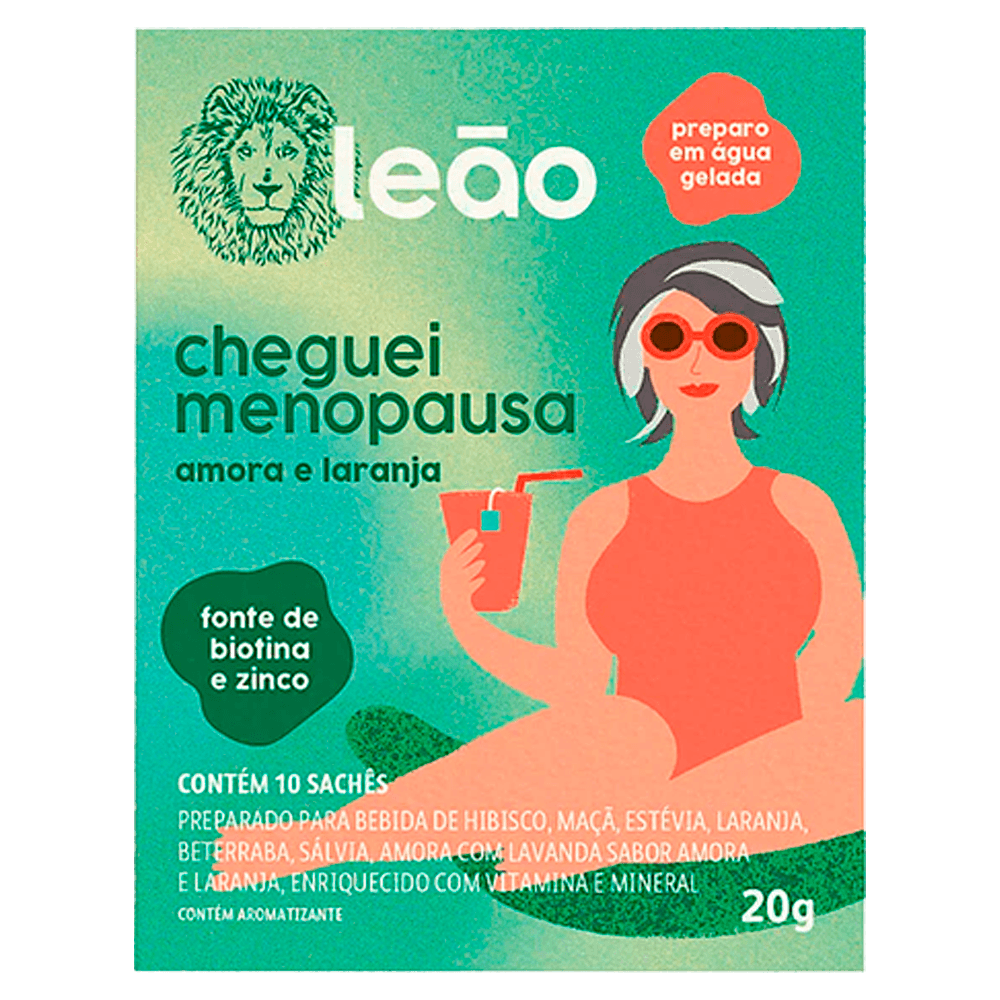 Chá Leão Cheguei Menopausa Amora e Laranja 2g Com 10 Unidades