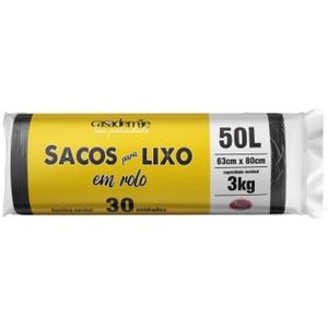 Saco Lixo Casa De Mãe Preto Rolo 50 Litros Com 30 Sacos