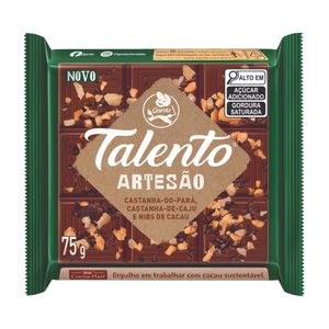 Chocolate Garoto Talento Castanha Do Pará Caju E Nibs De Cacau 75g
