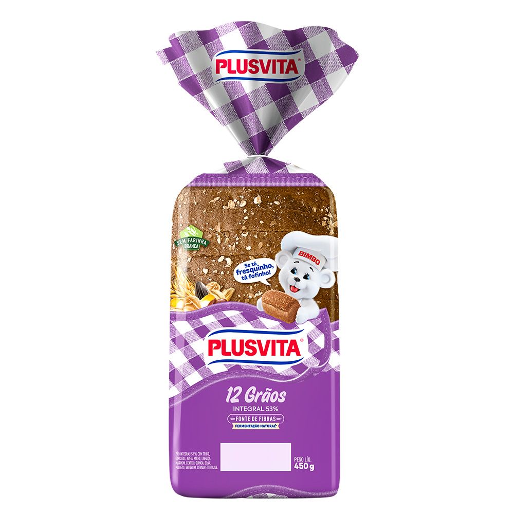 Pão Integral Plusvita 12 Grãos 450g