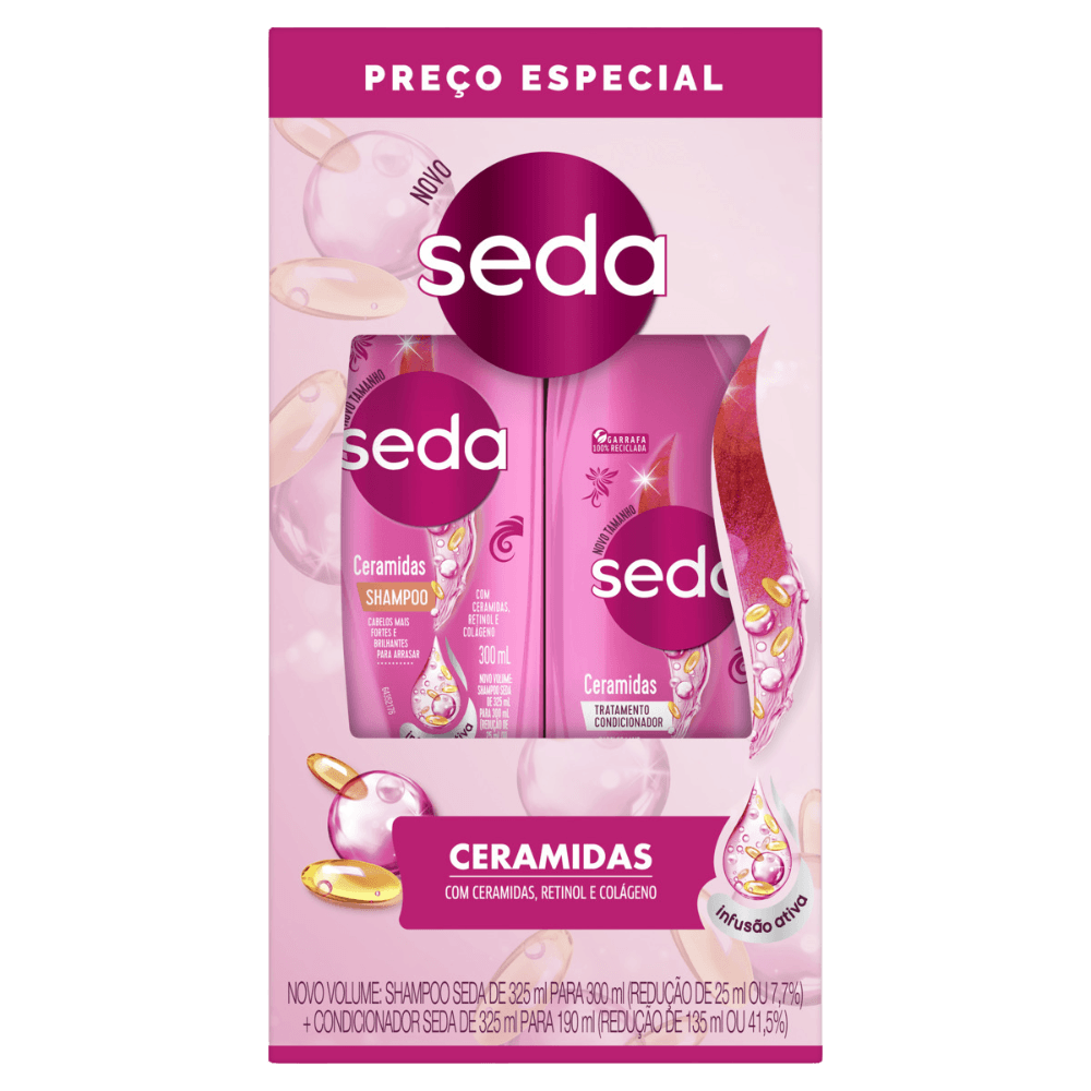 Kit Shampoo 300ml Condicionador 190ml Seda Ceramidas