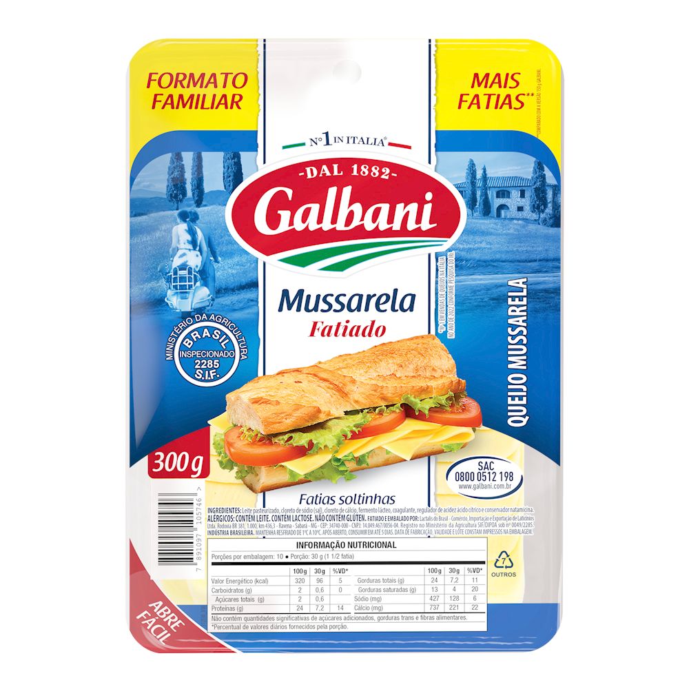 Queijo Mussarela Galbani Fatiado 300g