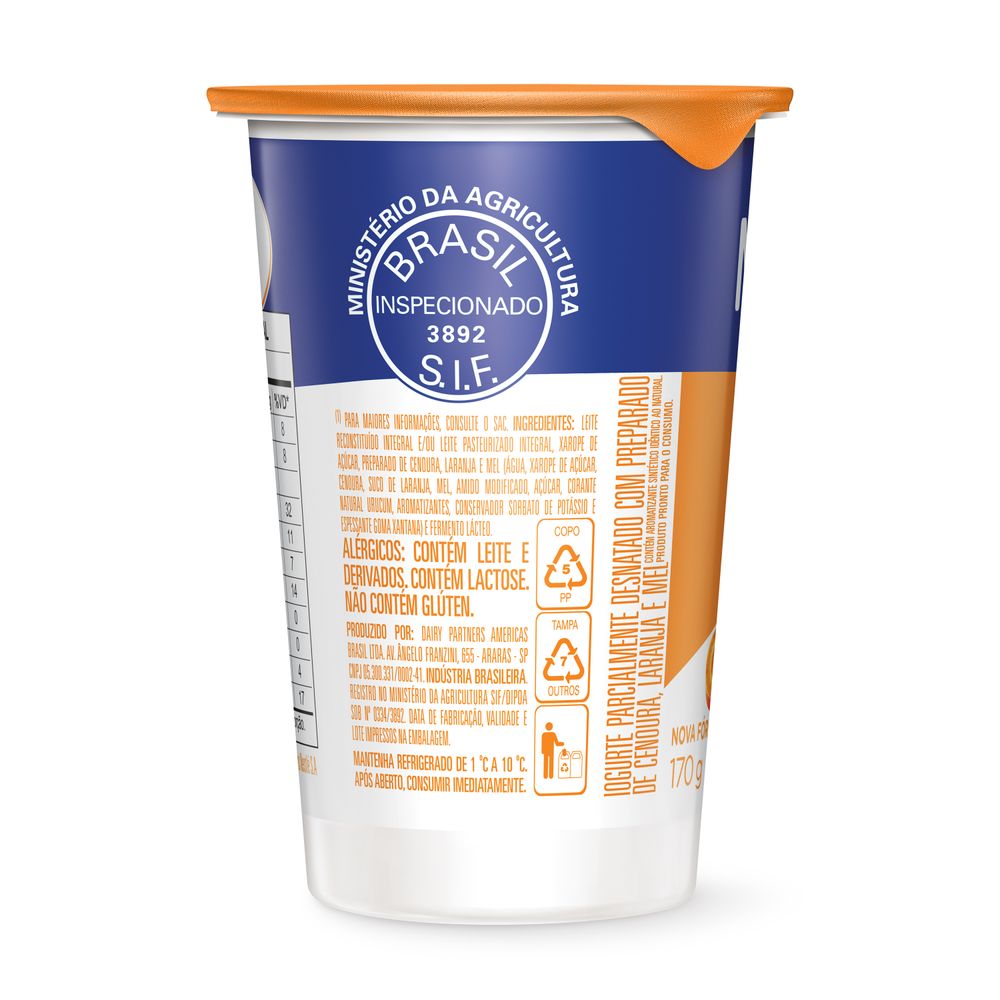 Iogurte Integral Nestlé Laranja, Cenoura e Mel 170ml