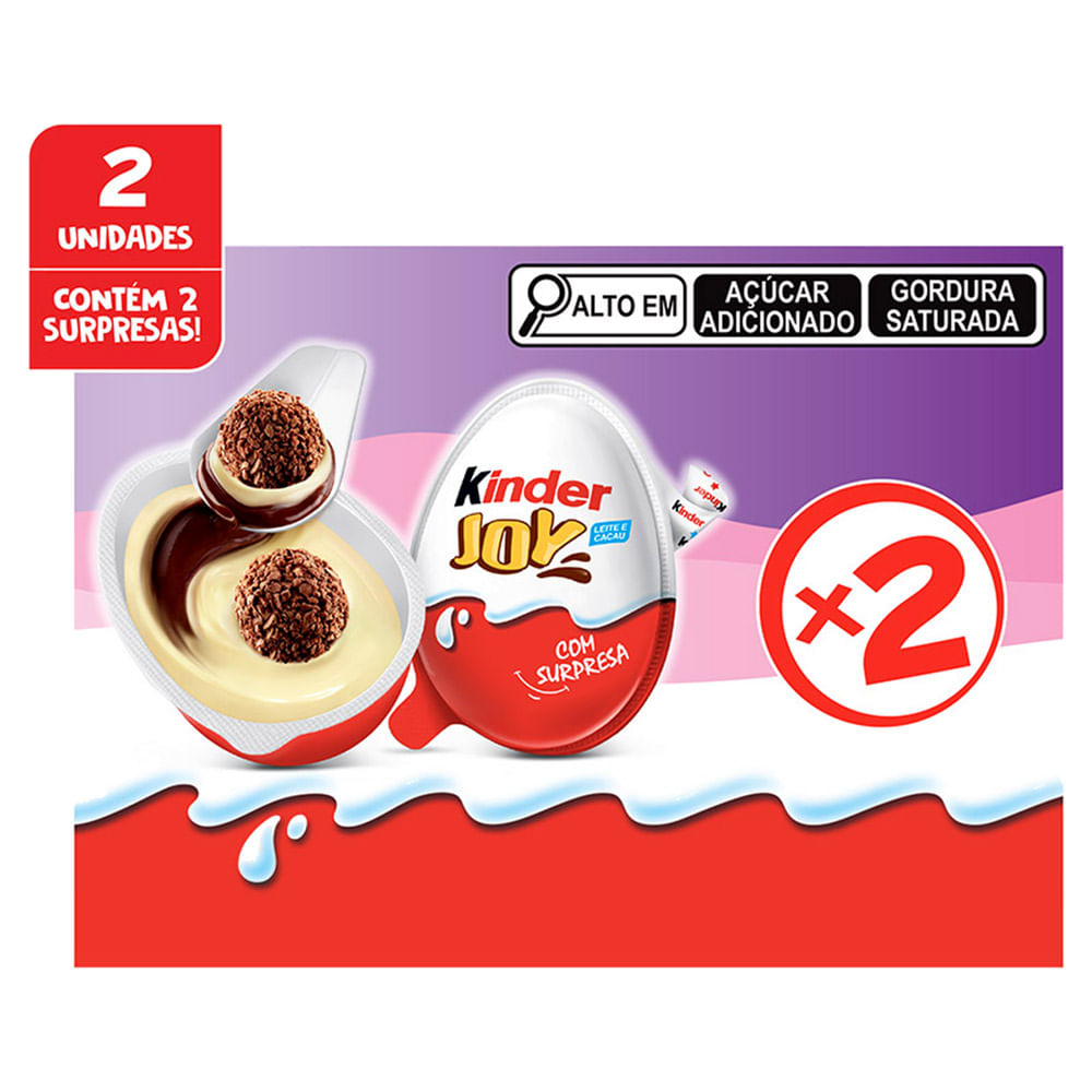 Encontraproduto.com.br - Chocolate Kinder Ovo com Recheio ao Leite Cor Rosa Contém 2 Unidades Caixa 40g