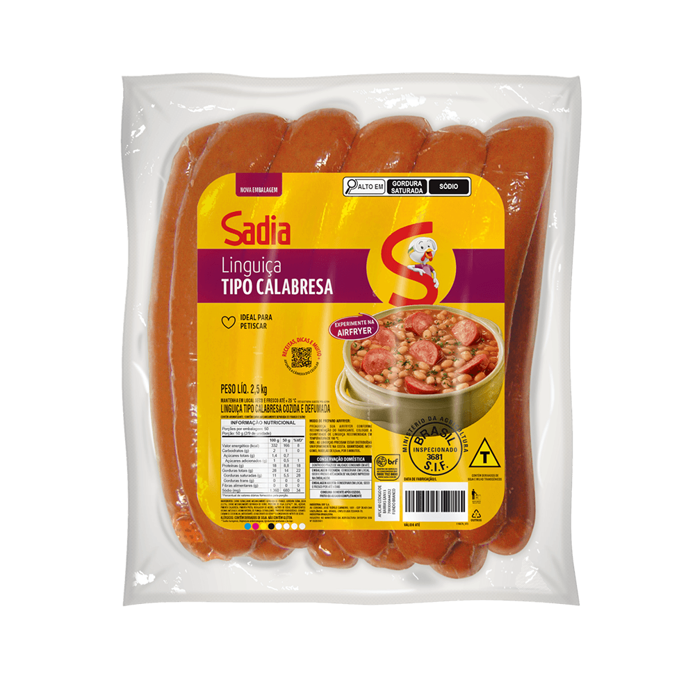 Linguiça Defumada Tipo Calabresa Sadia 1 Bandeja 500g